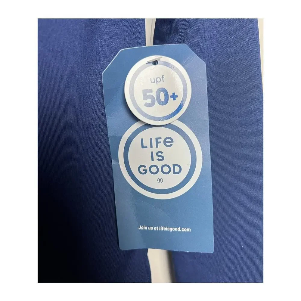 Life is Good Sun Shirt Kids Navy Long Sleeve Stretch UPF 50 Unisex Size Large